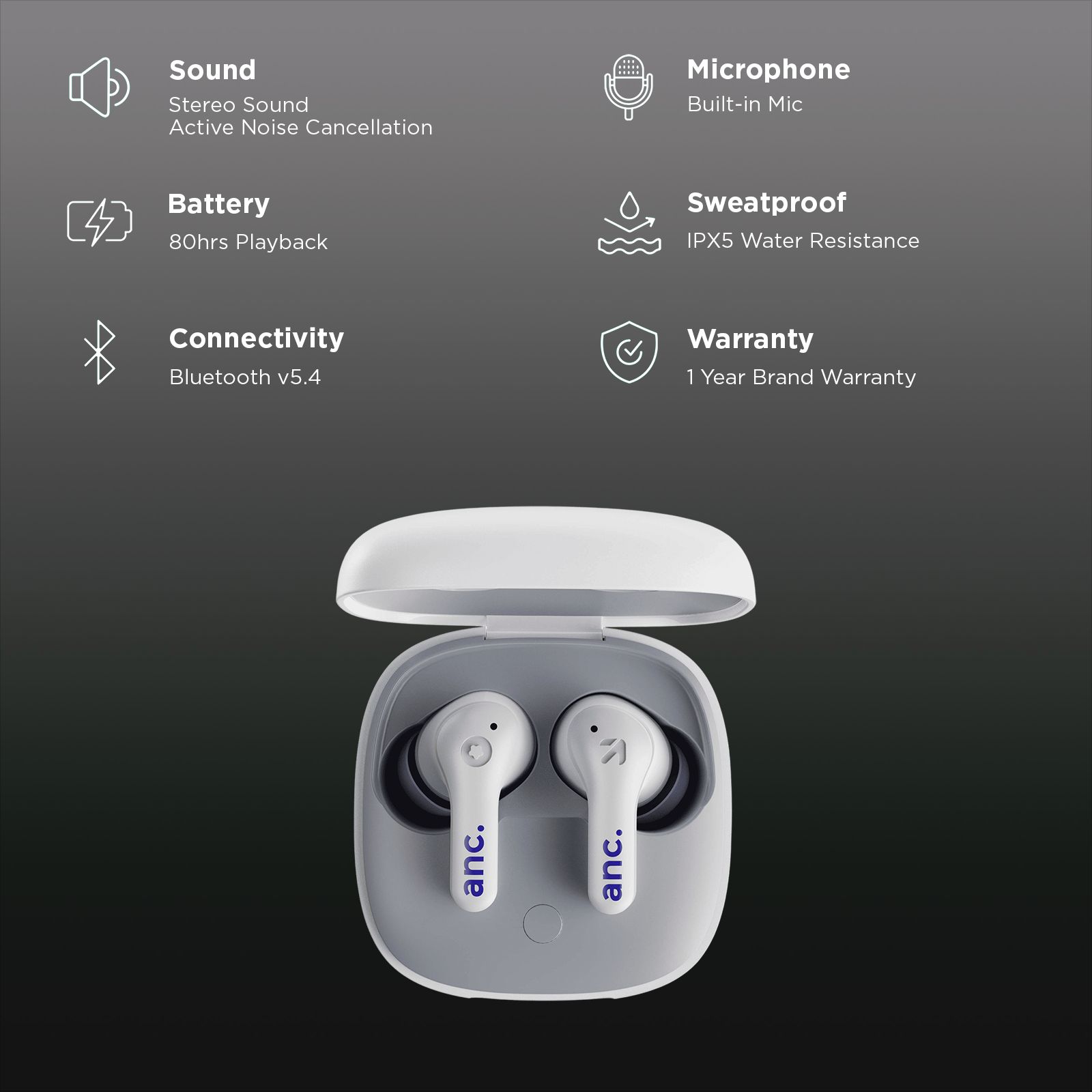 GOBOULT TuneX TWS Earbuds with Active Noise Cancellation (IPX5 Water Resistant, Fast Charging, White) GOBOULT TuneX TWS Earbuds with Active Noise Cancellation (IPX5 Water Resistant, Fast Charging, White)_2