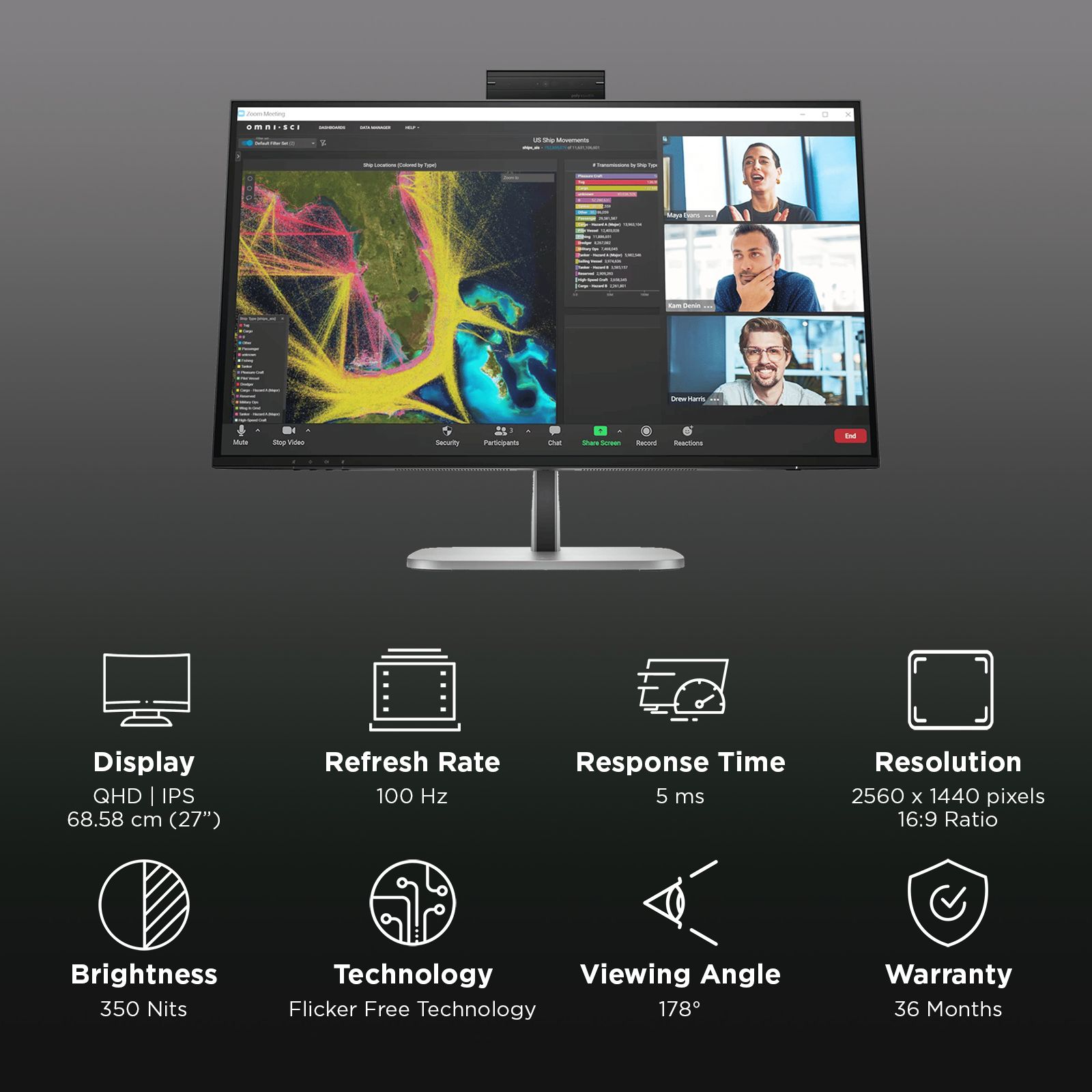 HP Series 5 Pro 68.58 cm (27 Inch) QHD IPS Panel LCD Borderless Height Adjustable Monitor with 12W Integrated Speakers HP Series 5 Pro 68.58 cm (27 Inch) QHD IPS Panel LCD Borderless Height Adjustable Monitor with 12W Integrated Speakers_3