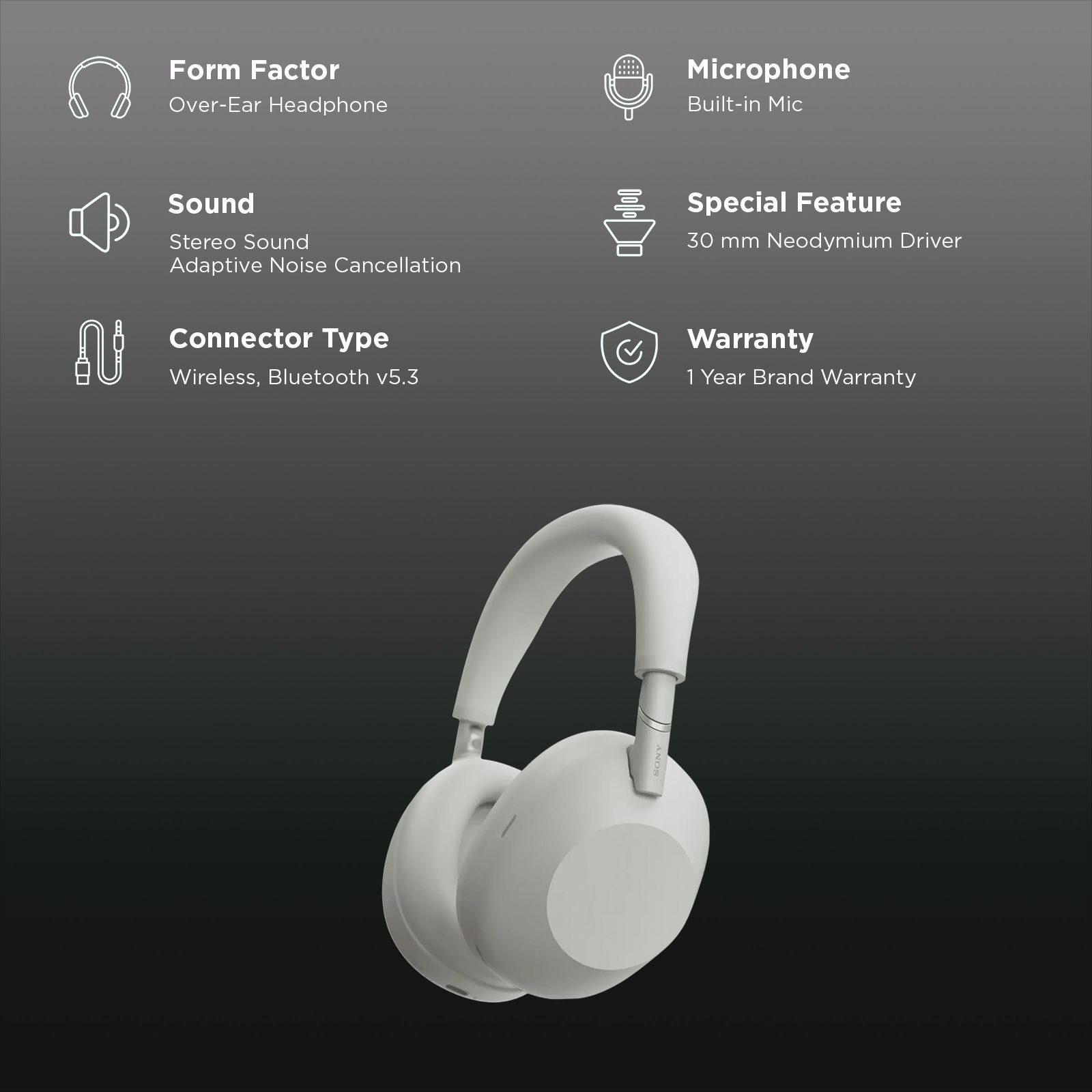 SONY 1000X Series WH-1000XM6 Bluetooth Headphone with Mic (Adaptive Noise Cancellation, Over Ear, Platinum Silver) SONY 1000X Series WH-1000XM6 Bluetooth Headphone with Mic (Adaptive Noise Cancellation, Over Ear, Platinum Silver)_2