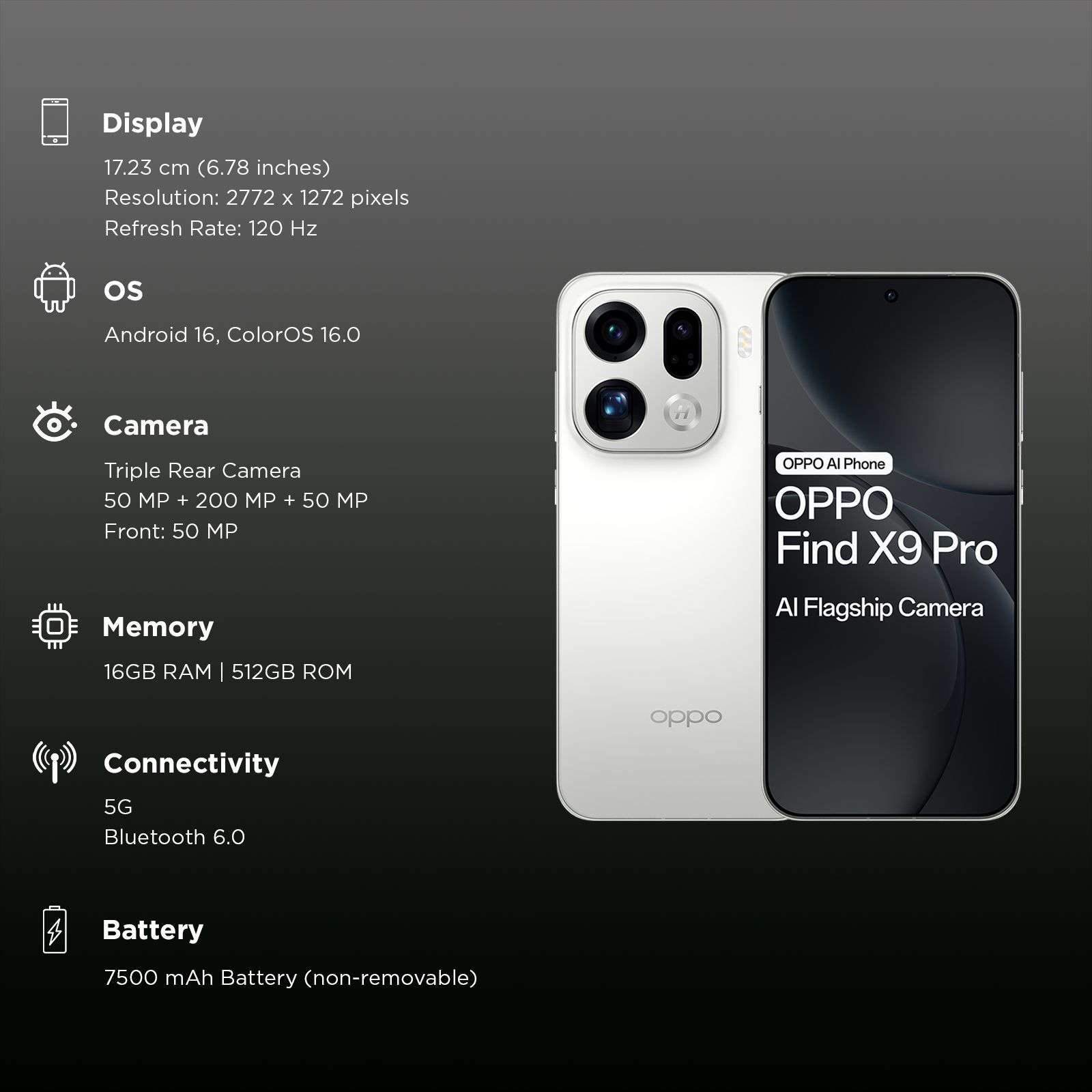 oppo Find X9 Pro 5G (16GB RAM, 512GB, Silk White) oppo Find X9 Pro 5G (16GB RAM, 512GB, Silk White)_3