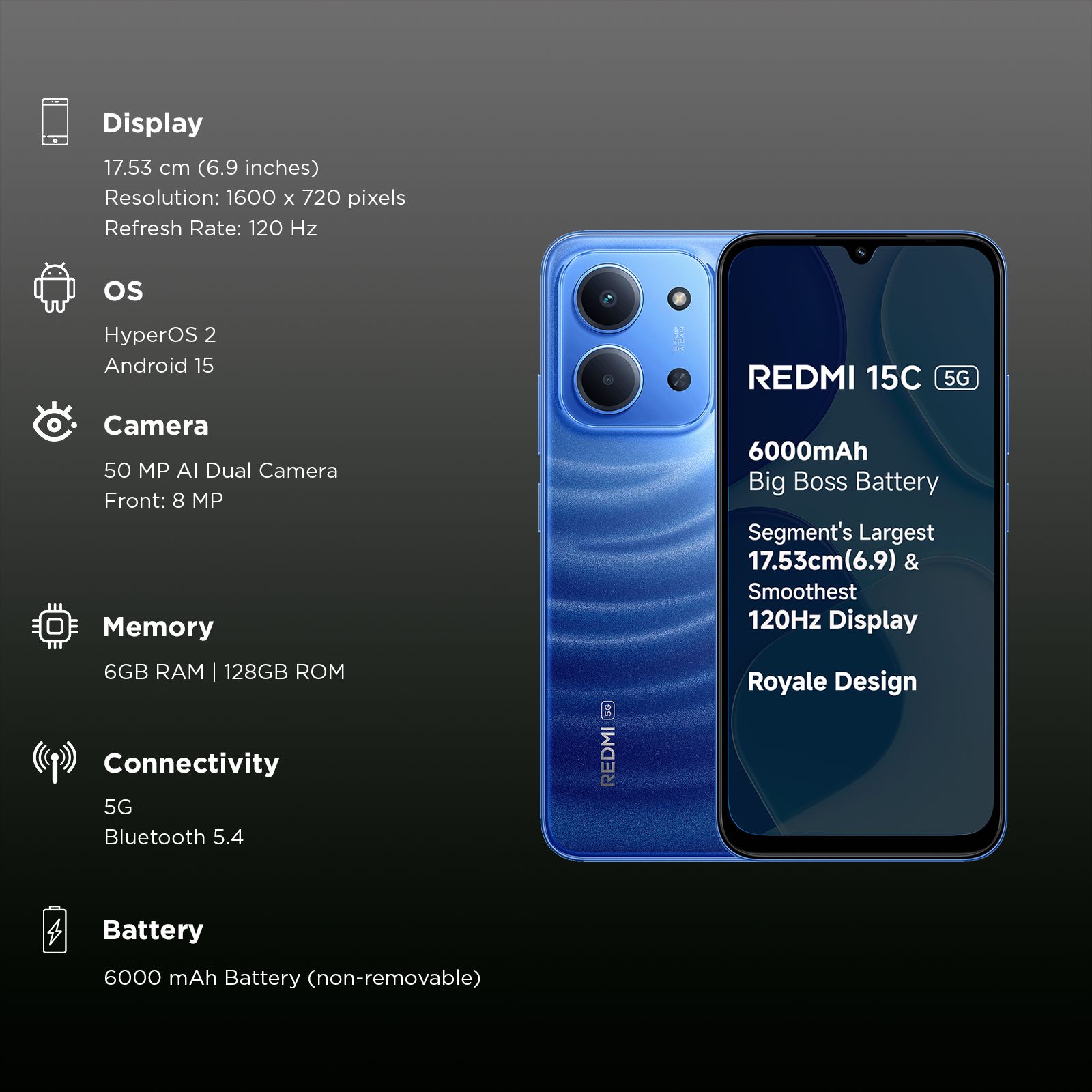 Redmi 15C 5G (6GB RAM, 128GB, Moonlight Blue) Redmi 15C 5G (6GB RAM, 128GB, Moonlight Blue)_3