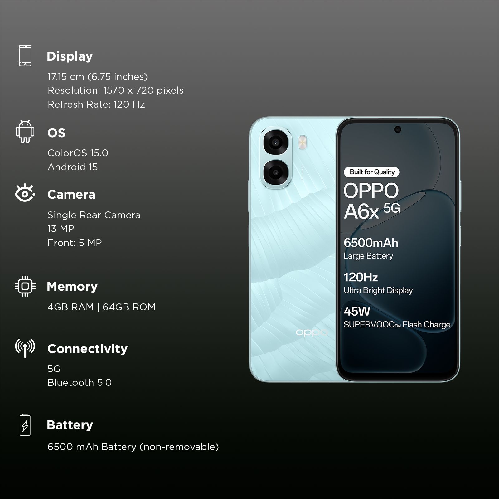 oppo A6x 5G (4GB RAM, 64GB, Ice Blue) oppo A6x 5G (4GB RAM, 64GB, Ice Blue)_3