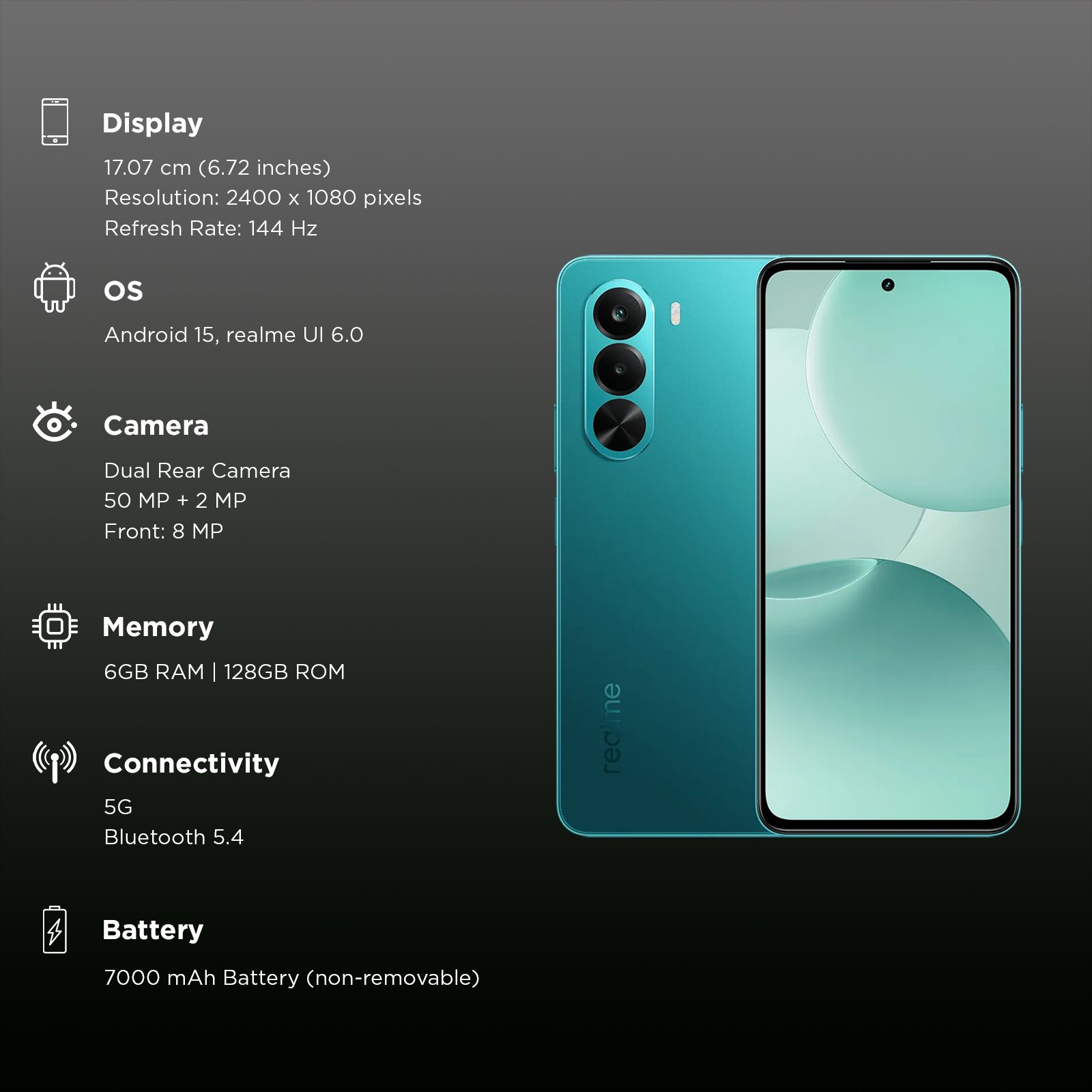 realme P4x 5G (6GB RAM, 128GB, Lake Green) realme P4x 5G (6GB RAM, 128GB, Lake Green)_3