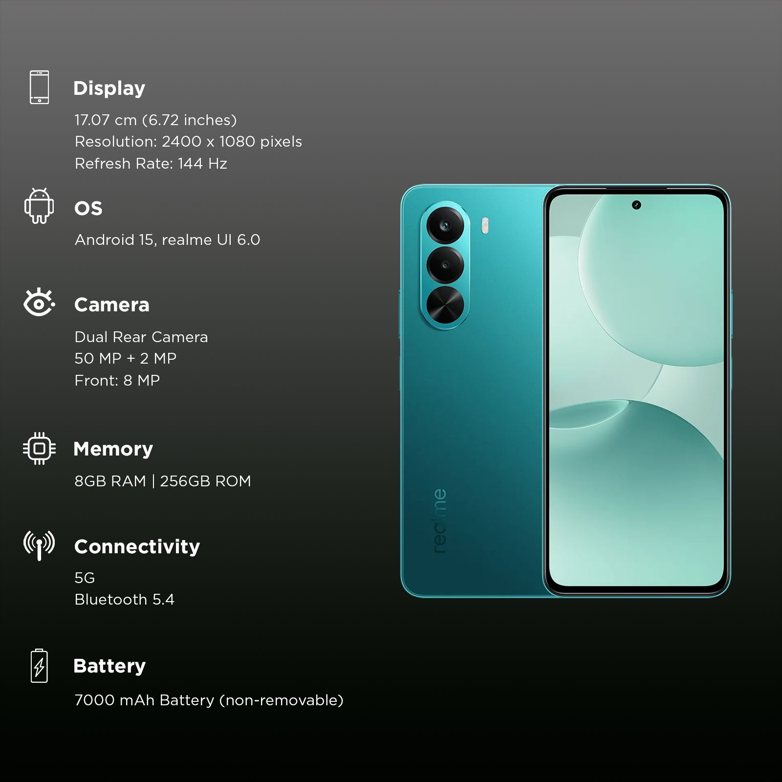 realme P4x 5G (8GB RAM, 256GB, Lake Green) realme P4x 5G (8GB RAM, 256GB, Lake Green)_3