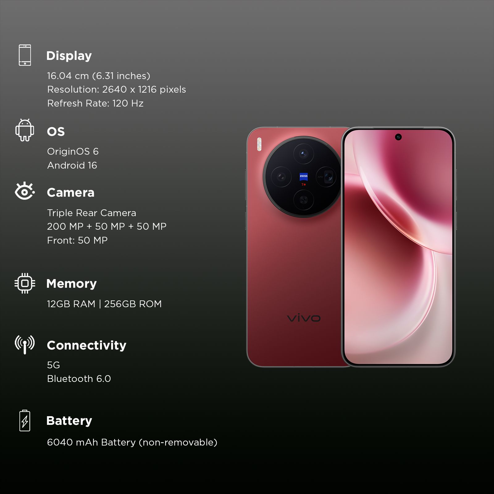 vivo X300 5G (12GB RAM, 256GB, Summit Red) vivo X300 5G (12GB RAM, 256GB, Summit Red)_3