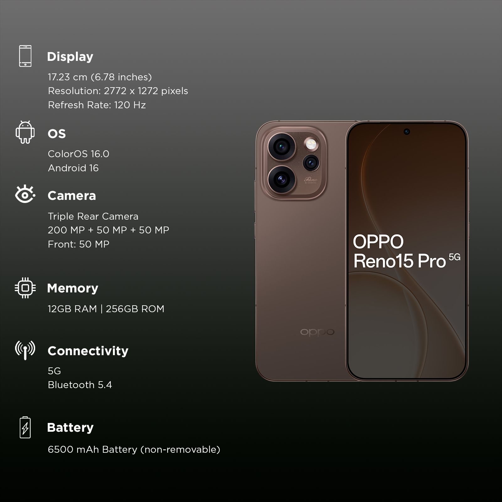 oppo Reno15 Pro 5G (12GB RAM, 256GB, Cocoa Brown) oppo Reno15 Pro 5G (12GB RAM, 256GB, Cocoa Brown)_3