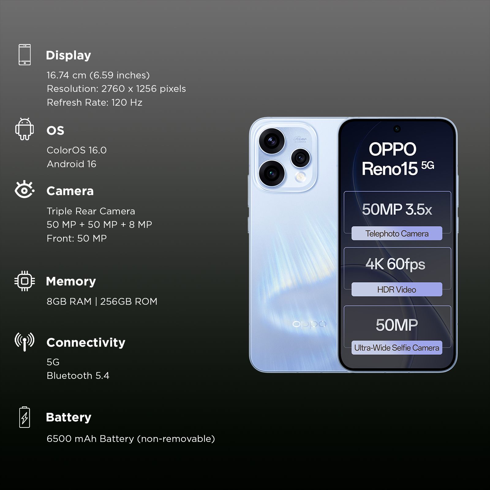oppo Reno15 5G (8GB RAM, 256GB, Aurora Blue)_3