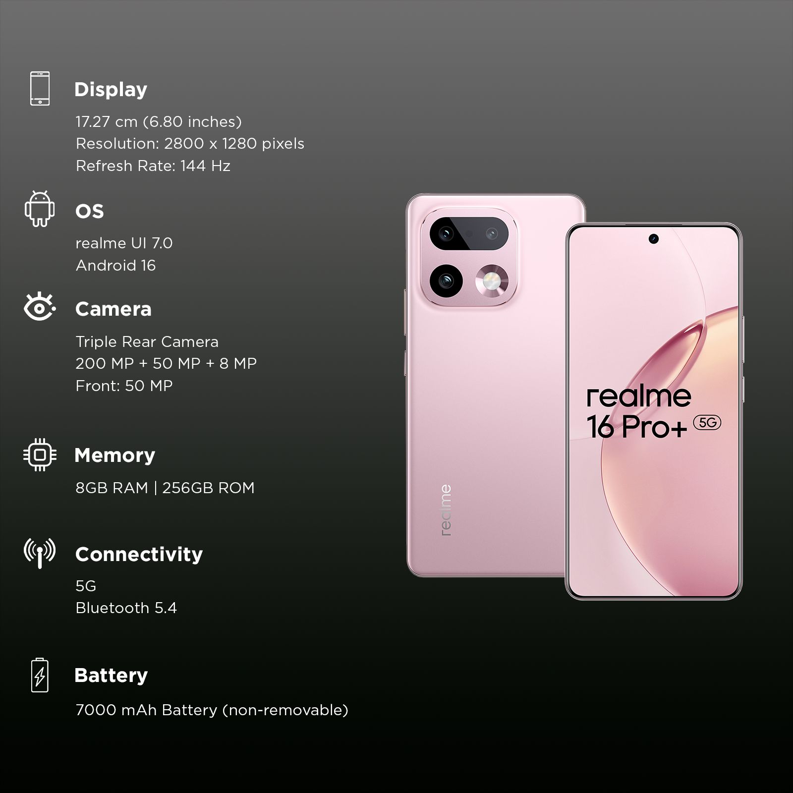 realme 16 Pro Plus 5G (8GB RAM, 256GB, Camellia Pink) realme 16 Pro Plus 5G (8GB RAM, 256GB, Camellia Pink)_3