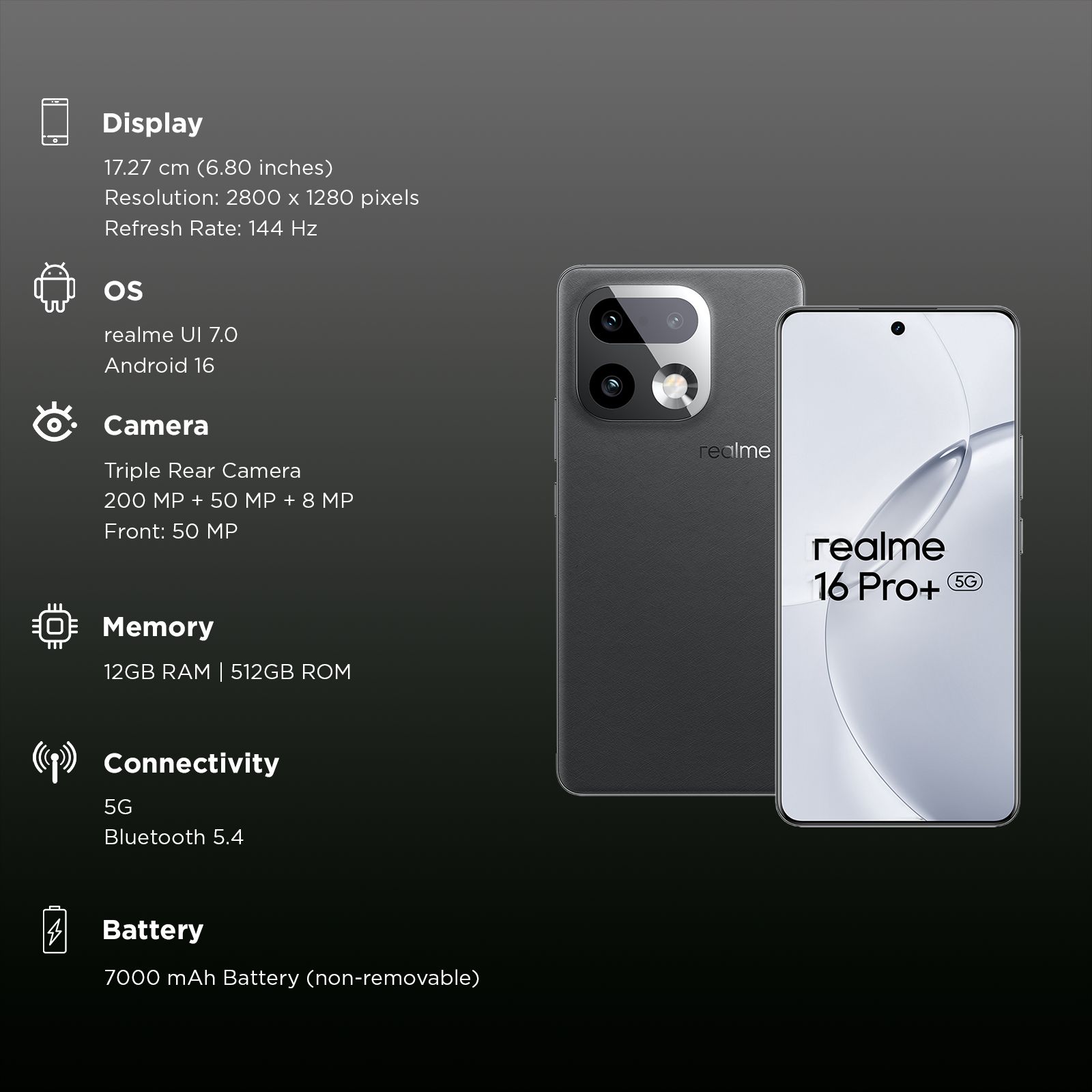 realme 16 Pro Plus 5G (12GB RAM, 512GB, Master Grey)_3