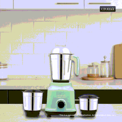 Croma 500 Watt 3 Jars Mixer Grinder (19000 RPM, Shock Proof Body, Green)