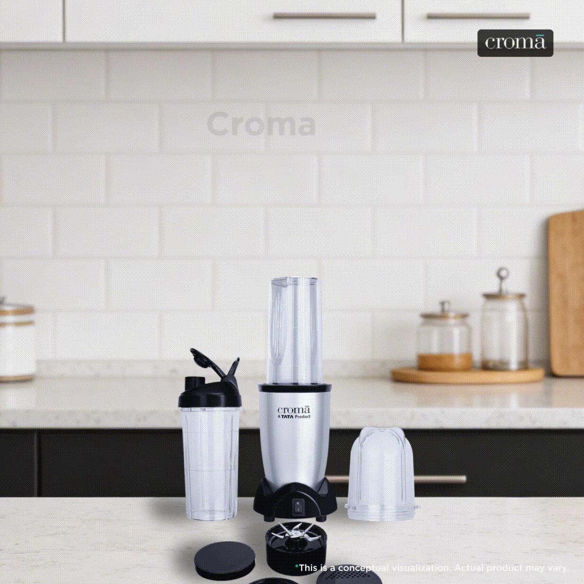 Croma Nutri 450 Watt 2 Jars Mixer Grinder Blender (19000 RPM, Bullet Motor, Silver and Black) Croma Nutri 450 Watt 2 Jars Mixer Grinder Blender (19000 RPM, Bullet Motor, Silver and Black)_1