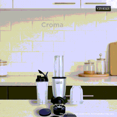 Croma Nutri 450 Watt 2 Jars Mixer Grinder Blender (19000 RPM, Bullet Motor, Silver and Black)