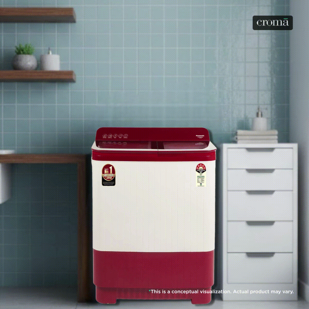 Panasonic 12 kg 5 Star Semi Automatic Washing Machine with Active Foam System (H6, NA-W120H6RRB, Red)_2