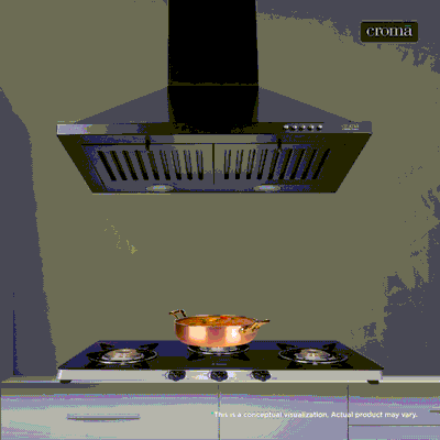 Croma AG1108 60cm 900m3/hr Ducted Wall Mounted Chimney with Push Button Control (Black)