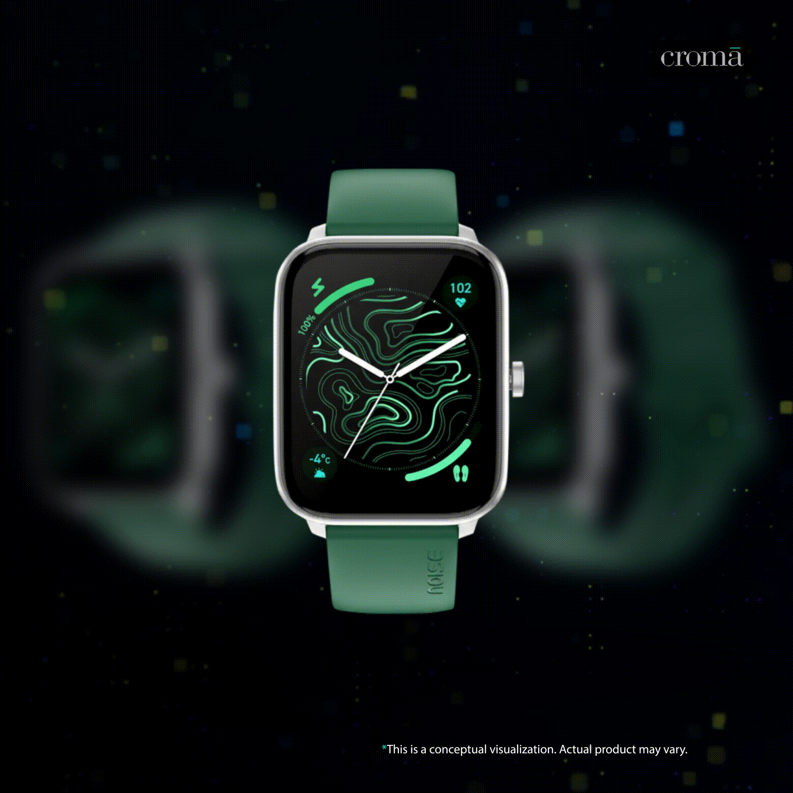 noise ColorFit Pulse 4 Smartwatch with Bluetooth Calling (46.9mm AMOLED Display, IP68 Water Resistant, Forest Green Strap)_2