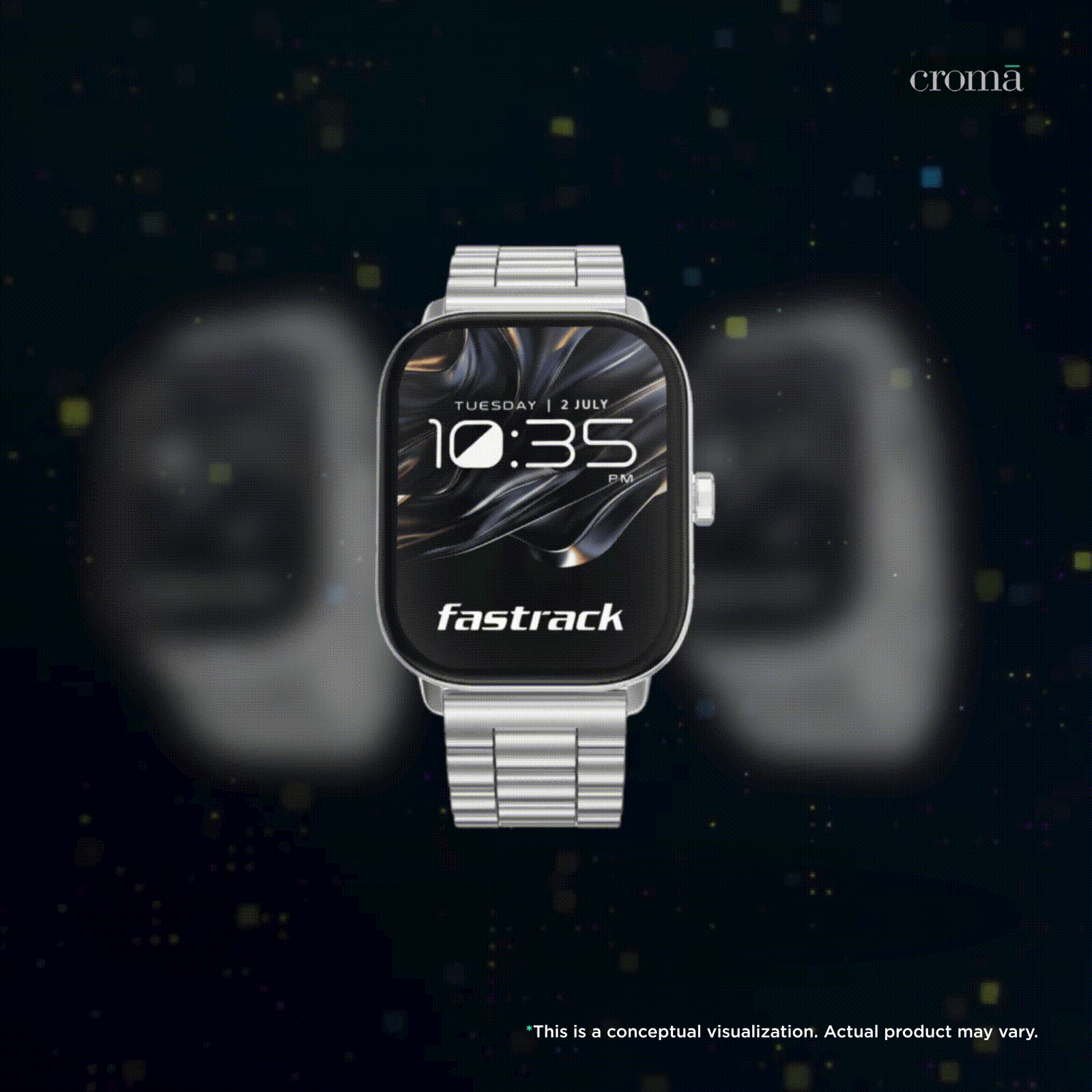 fastrack Radiant FX2 Smartwatch with Bluetooth Calling (52mm AMOLED Display, IP68 Water Resistant, Silver Metal Strap)_2