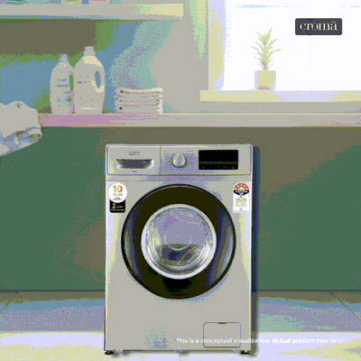 Croma 7 kg 5 Star Inverter Fully Automatic Front Load Washing Machine (2025 Model, Built in heater, Silver Grey)
