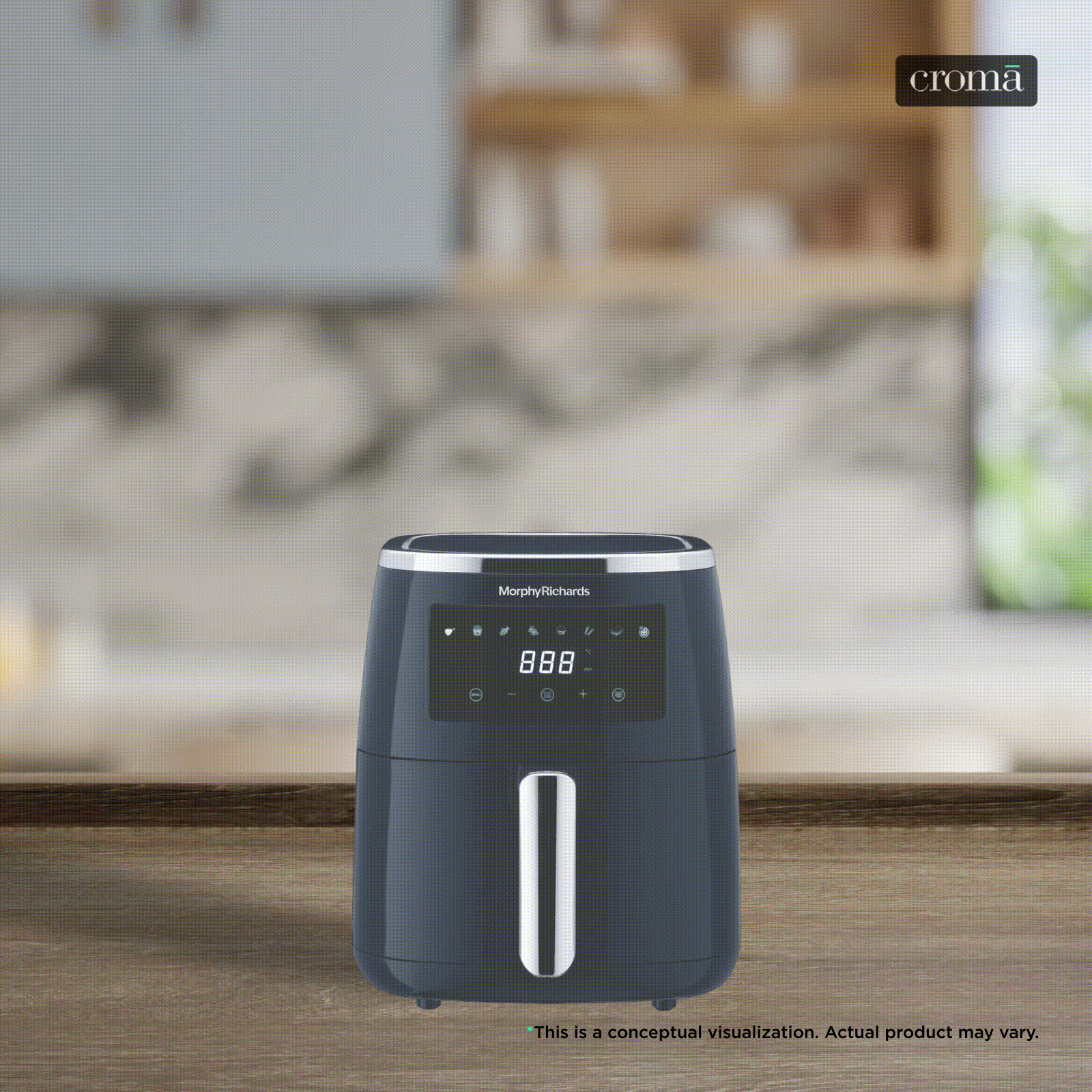 morphy richards Crisp Pro 5L 1500 Watt Digital Air Fryer with 8 Preset Menus (Navy Blue)_2