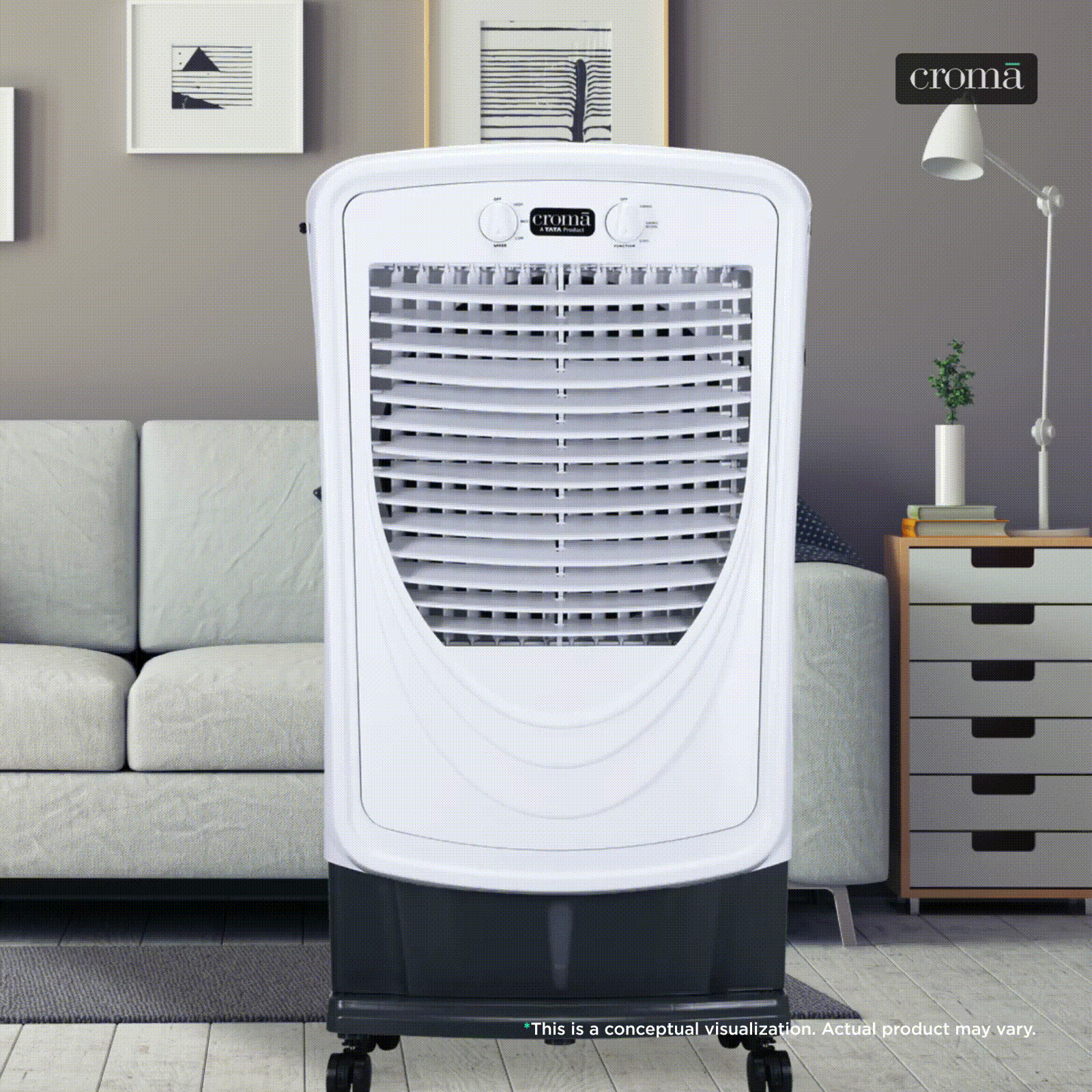 Croma 60 Litres Desert Air Cooler with Water Level Indicator (Inverter Compatible, White)_1