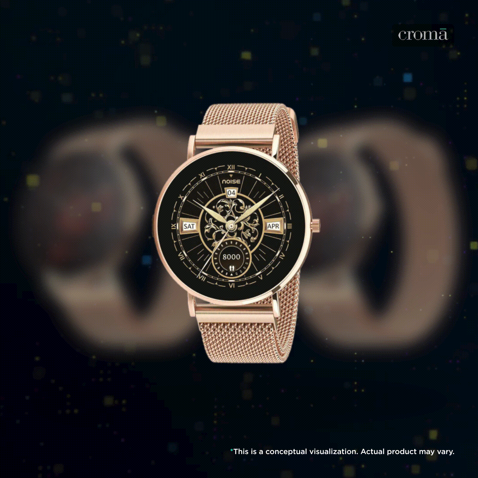noise NoiseFit DIva 2 Smartwatch with Bluetooth Calling (36mm AMOLED Display, IP68 Water Resistant, Rose Link Strap)_2