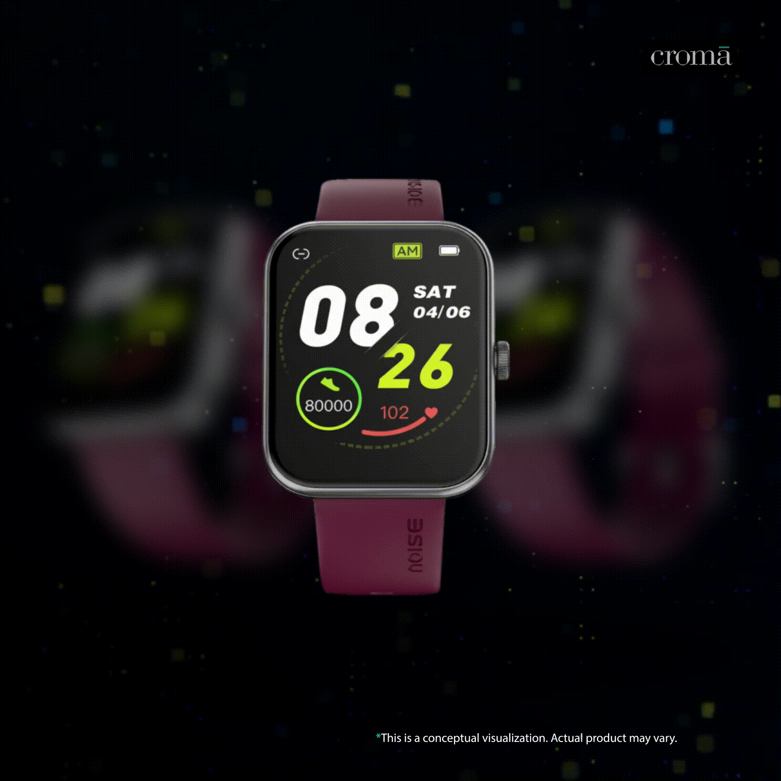 Noise ColorFit Victor 2025 Smartwatch with Bluetooth Calling (46.9mm TFT LCD Display, IP68 Water Resistant, Deep Wine Strap) Noise ColorFit Victor 2025 Smartwatch with Bluetooth Calling (46.9mm TFT LCD Display, IP68 Water Resistant, Deep Wine Strap)_2