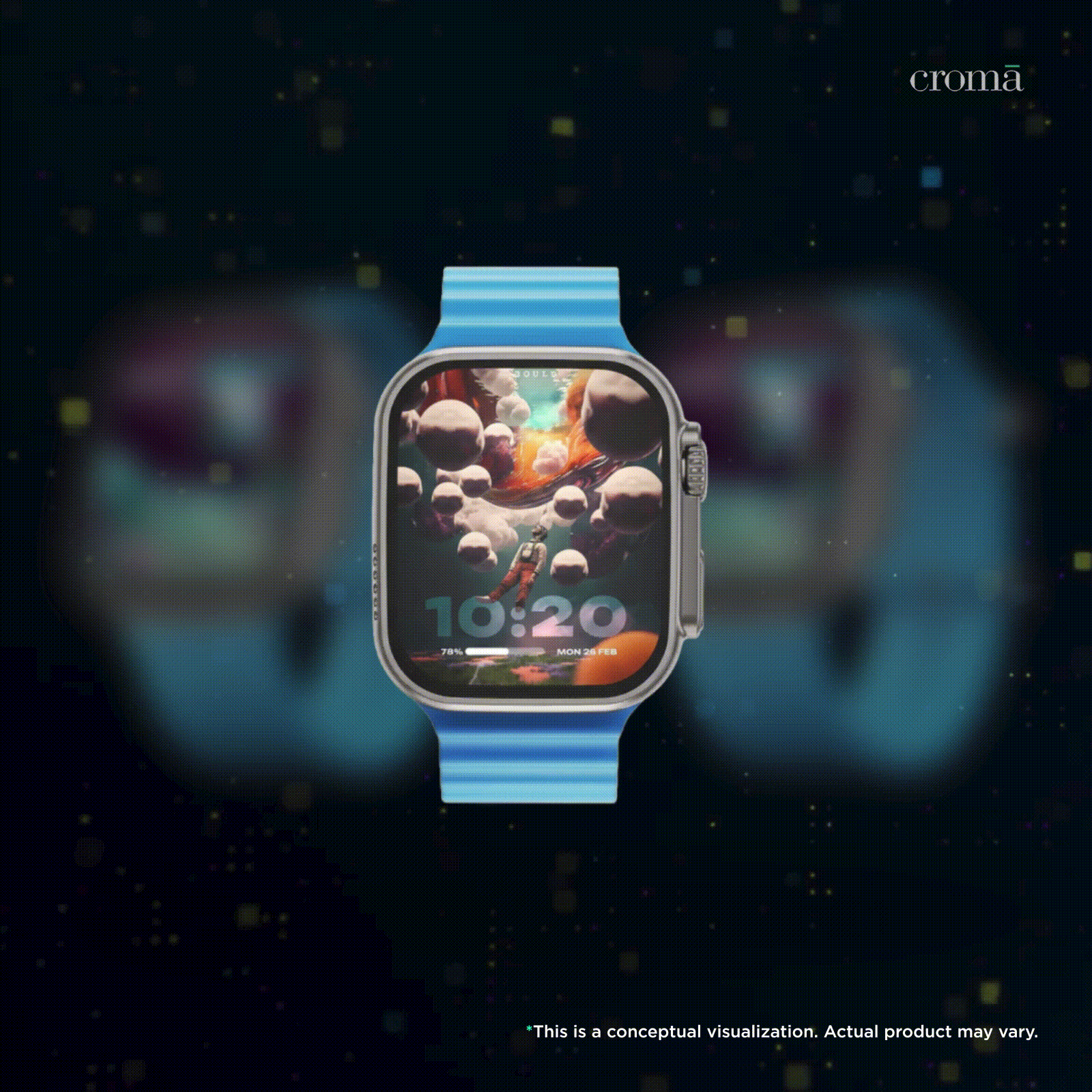 GOBOULT Crown Bluetooth Calling Android OS Smartwatch (49.5mm HD Display, Working Crown, Blue Strap)_2