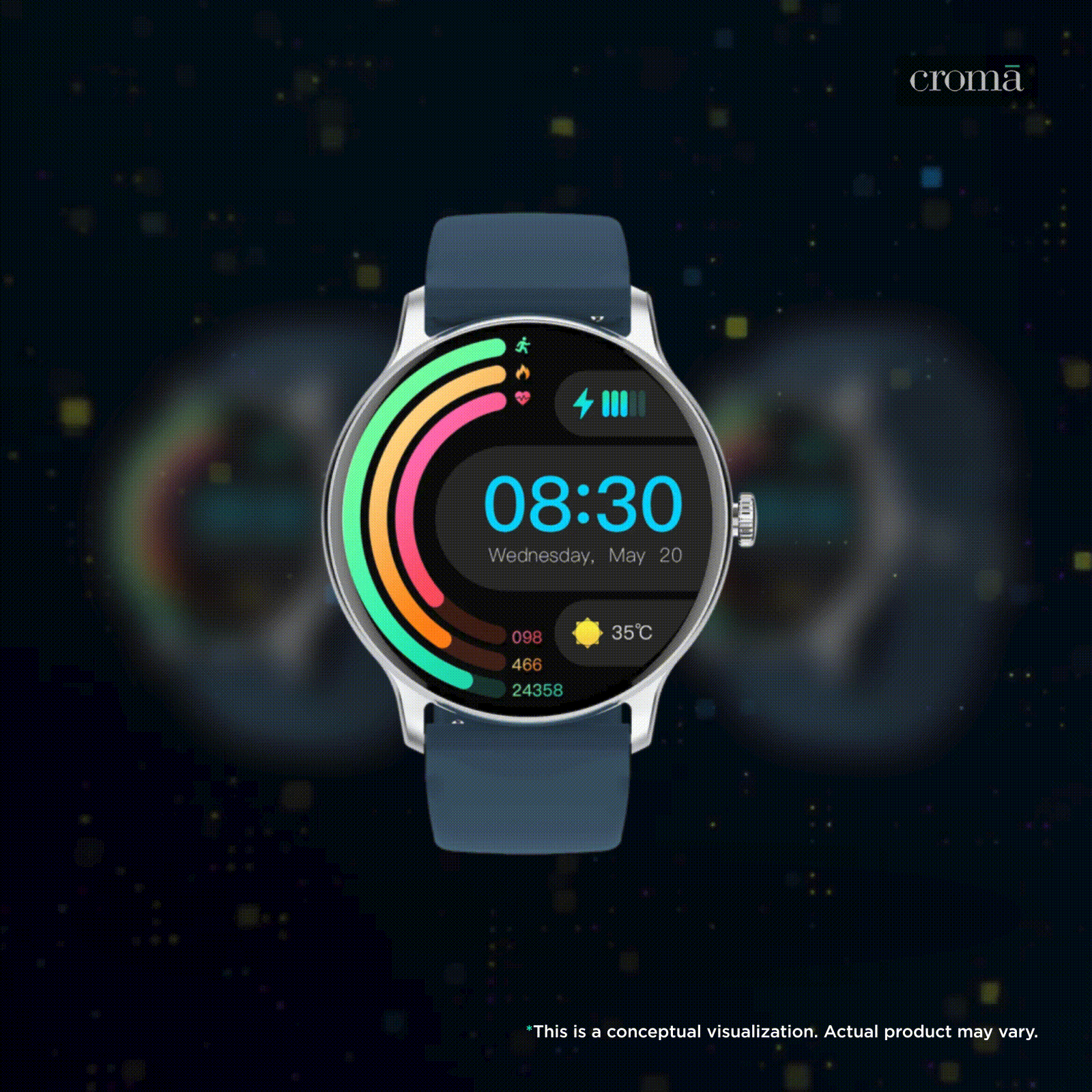 noise NoiseFit Twist Go Smartwatch with Bluetooth Calling (35.30mm, TFT Display, IP67 Water Resistant, Silver Blue)_2