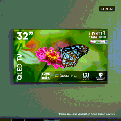 Croma 80 cm (32 inch) 1 Star QLED Smart Google TV 5.0 with Dolby Audio