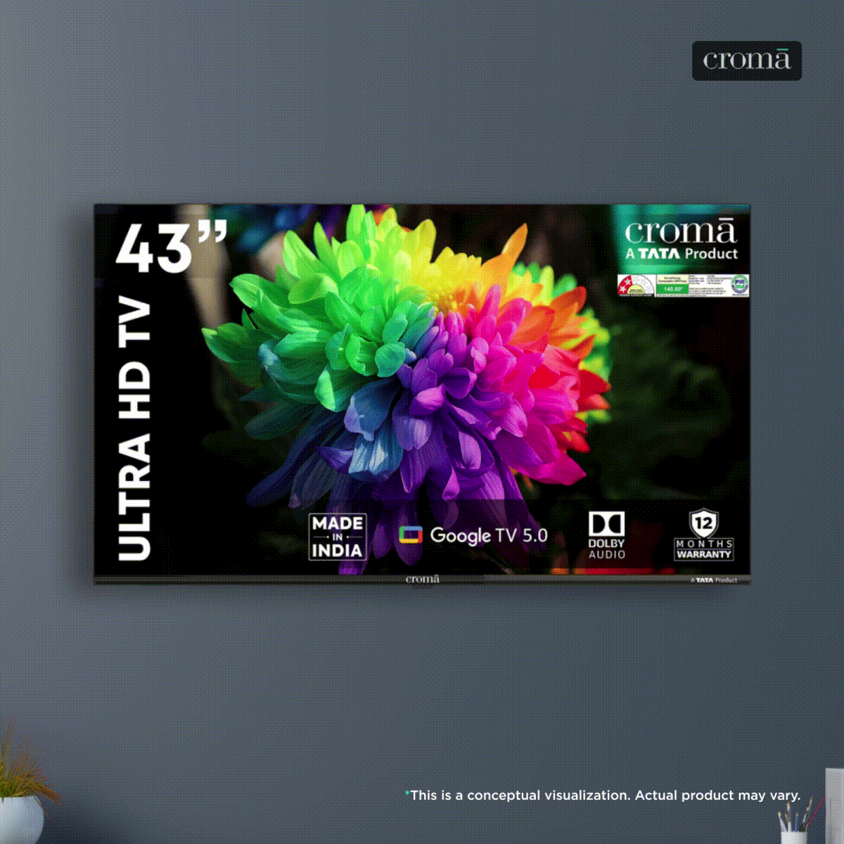 Croma 109 cm (43 inch) LED 4K Ultra HD Smart Google TV 5.0 with Dolby Audio_1