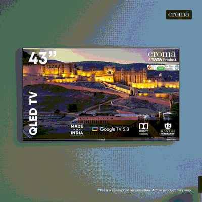 Croma 109 cm (43 inch) 2 Star QLED 4K Ultra HD Smart Google TV 5.0 with Dolby Audio