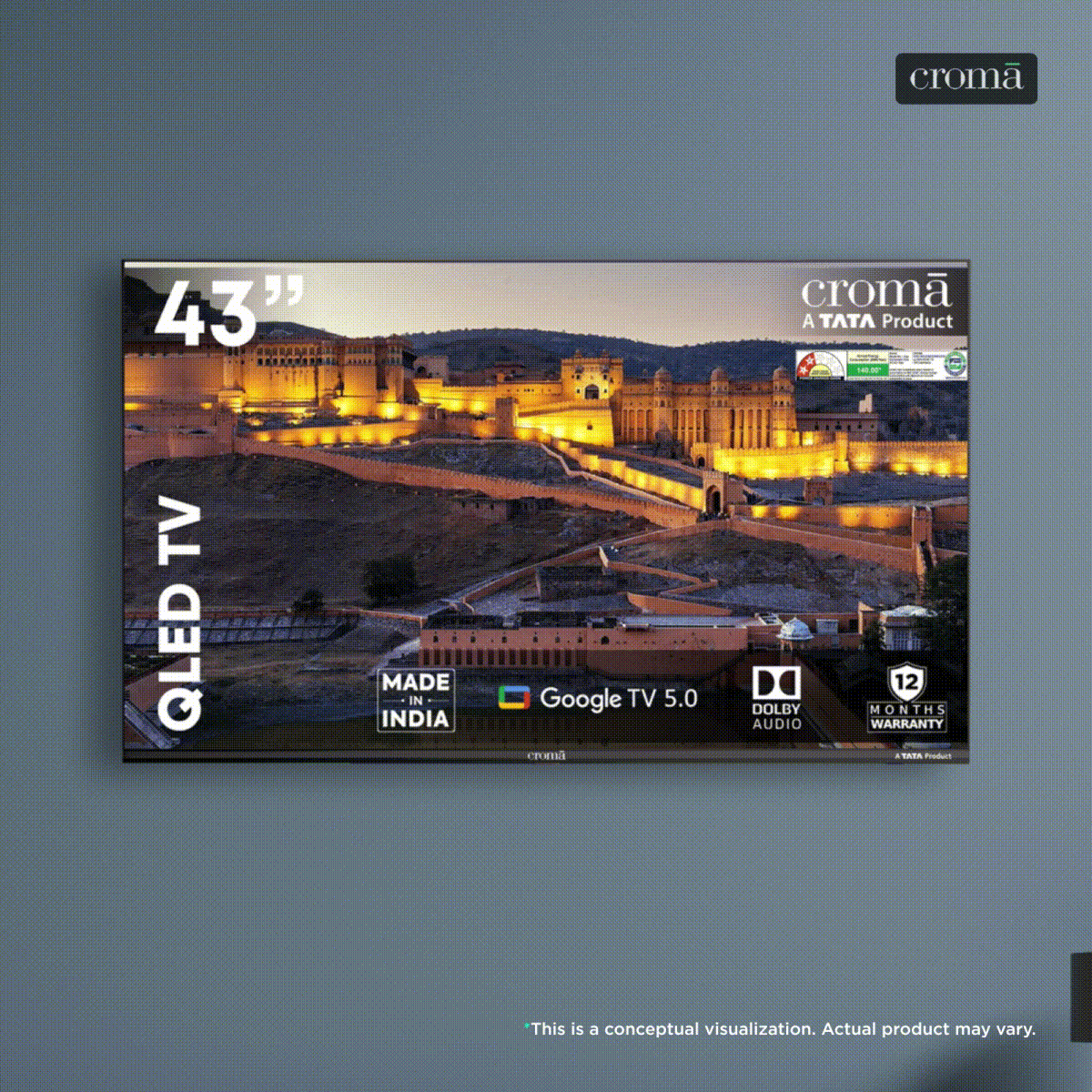 Croma 109 cm (43 inch) QLED 4K Ultra HD Smart Google TV 5.0 with Dolby Audio_1