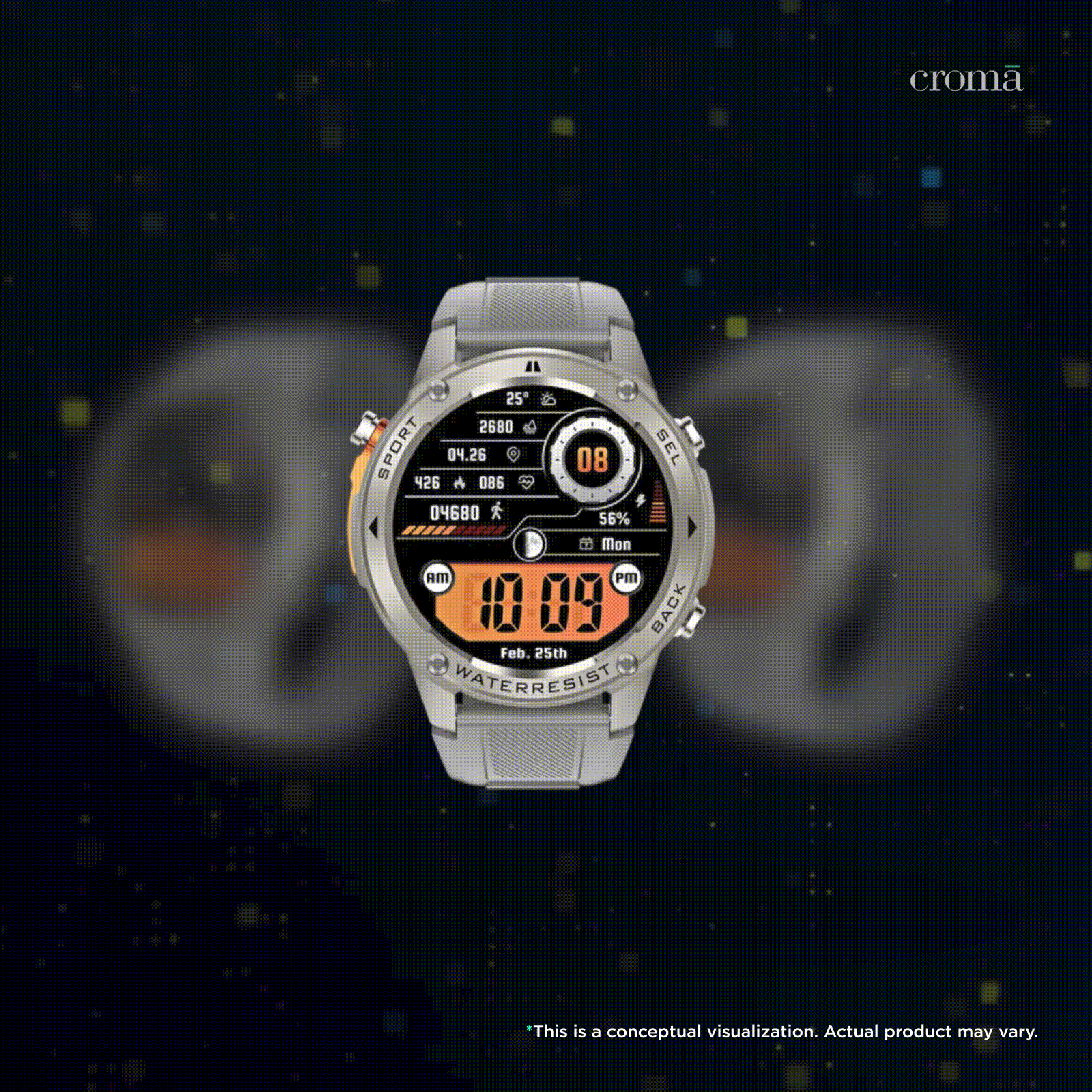 Croma Velocity X1 Smartwatch with Dual Band GPS (36.3mm AMOLED Display, 50M Water Resistant, Grey Strap)_2