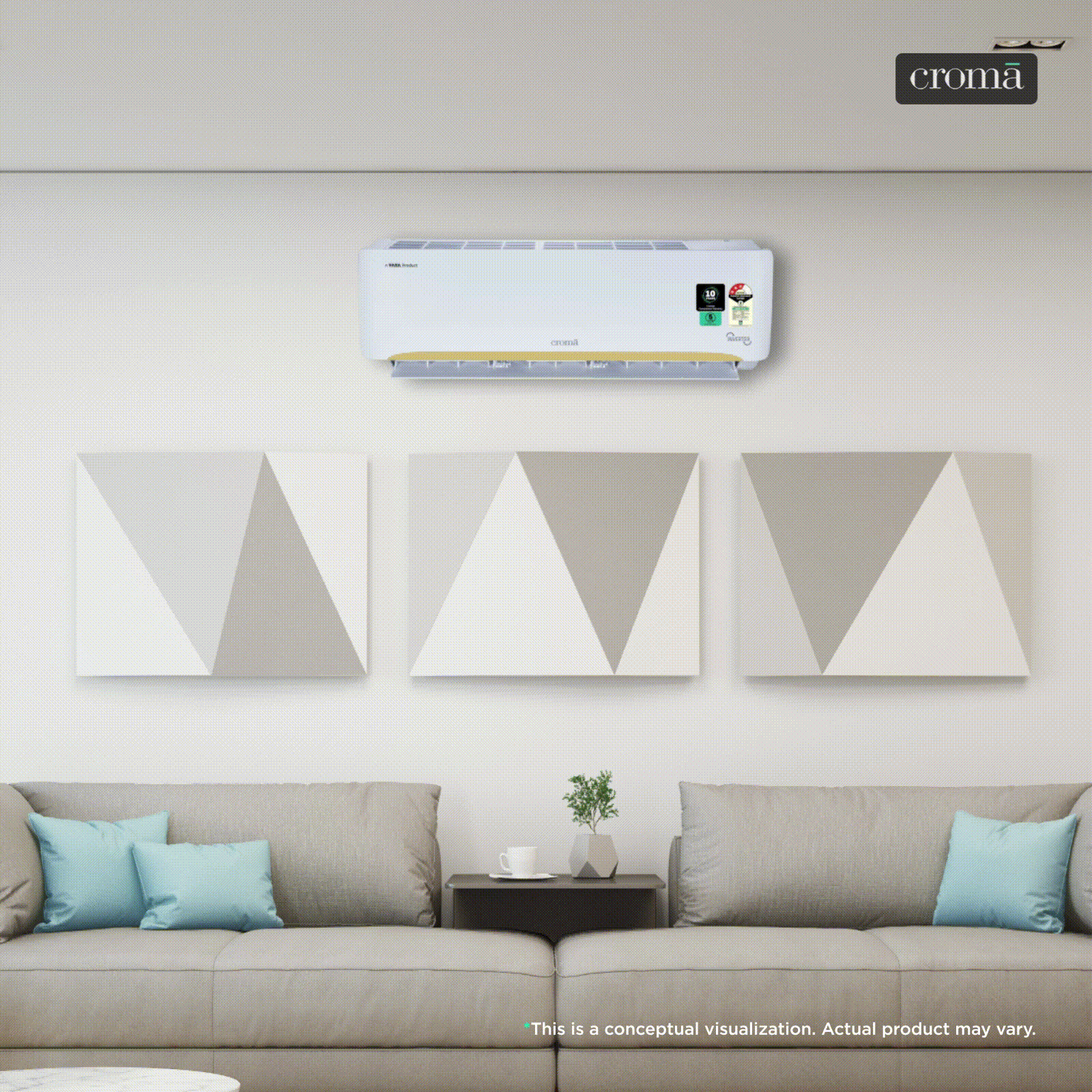 Croma 7 in 1 Convertible 1 Ton 3 Star Inverter Split AC with Self Diagnosis (2026 Model, Copper Condenser, CRLA012IND342402)_1