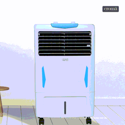 Croma 24 Litres Personal Air Cooler with Motorized Vertical Louvers (4-Way Air Deflection, White)