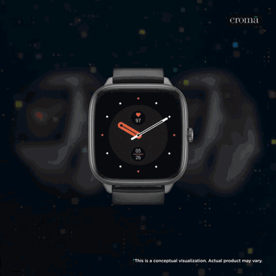 boAt Storm Verge Smartwatch with Bluetooth Calling (43.7mm Ultra HD Display, IP68 Dust, Sweat & Splash Resistance, Active Black Strap)