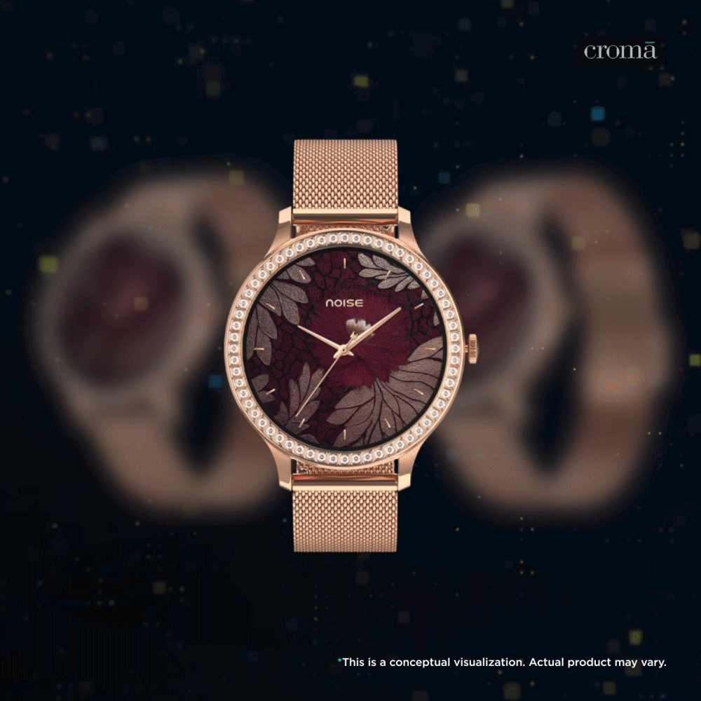 noise NoiseFit Diva Araya Smartwatch with Bluetooth Calling (32.51mm AMOLED Display, IP67 Dust & Water Resistance, Rose Gold Link Strap)_1