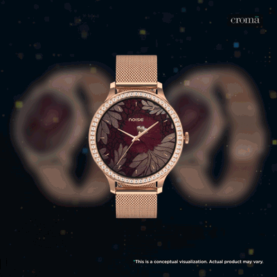 noise NoiseFit Diva Araya Smartwatch with Bluetooth Calling (32.51mm AMOLED Display, IP67 Dust & Water Resistance, Rose Gold Link Strap)