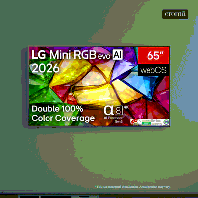 LG MRGB85 164 cm (65 inch) 3 Star Mini RGB 4K Ultra HD Smart webOS 26 TV with AI HDR Remastering (2026 model)