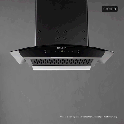 Faber HOOD STELLA 3D IN HC SC FL BK 60 60cm 1400m3/hr Ductless Heat Auto Clean Wall Mounted Chimney with Odour Sensor (Black)