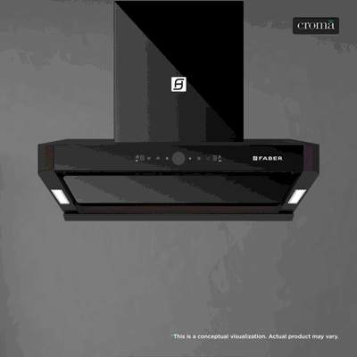 Faber HOOD APOLLO FL HC BLDC BK IN 75cm 1600m3/hr Ductless Auto Clean Wall Mounted Chimney with Touch and Gesture Control (Black)