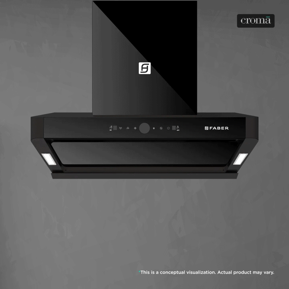 Faber HOOD APOLLO FL HC BLDC BK IN 75cm 1600m3/hr Ductless Auto Clean Wall Mounted Chimney with Touch and Gesture Control (Black)_1