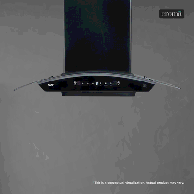 KAFF INSCON DHC 90cm 1350m3/hr Ductless Auto Clean Wall Mounted Chimney with Touch & Gesture Control (Matt Black)