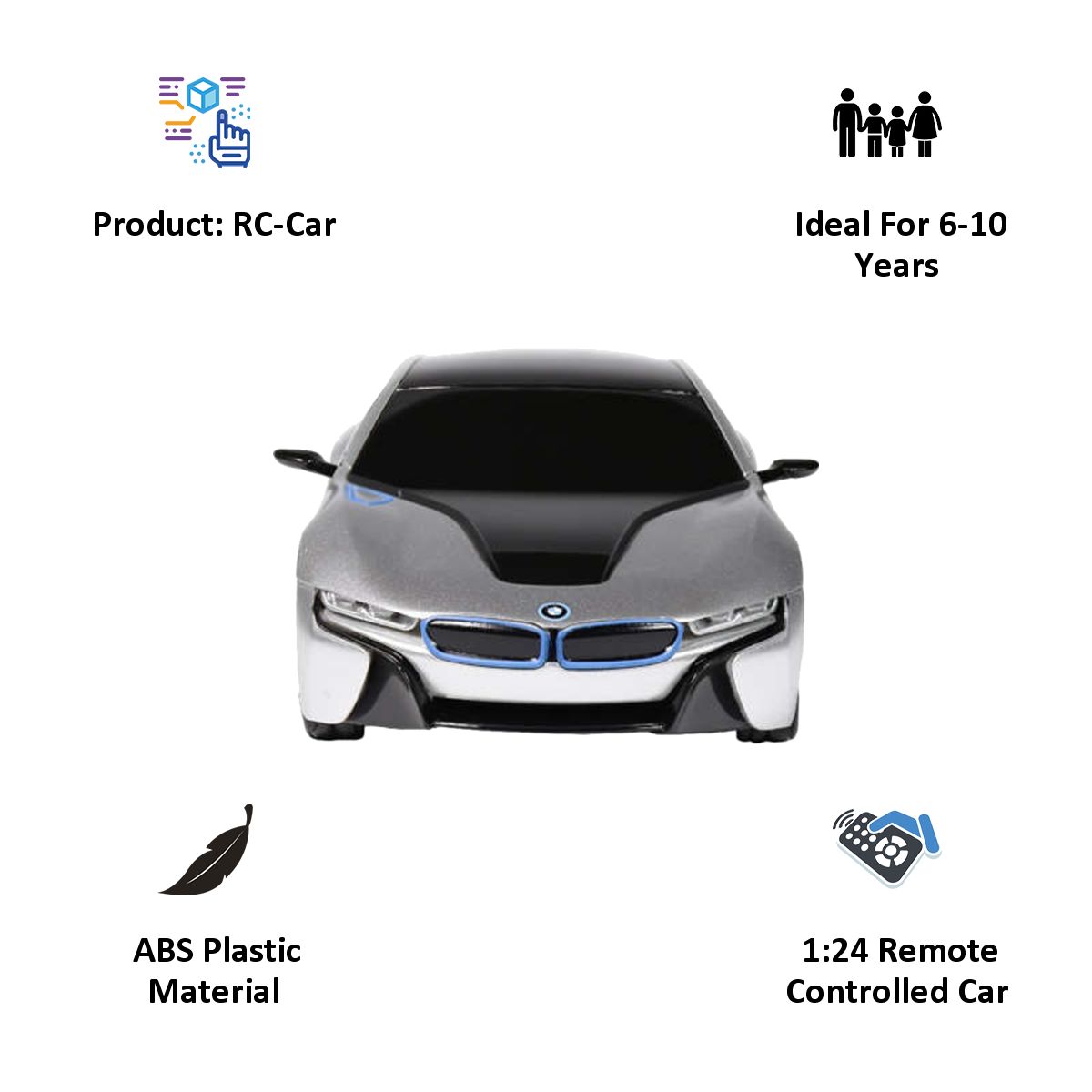 Rastar Remote Controlled Sports Toy Car (BMW l8, Silver)_5