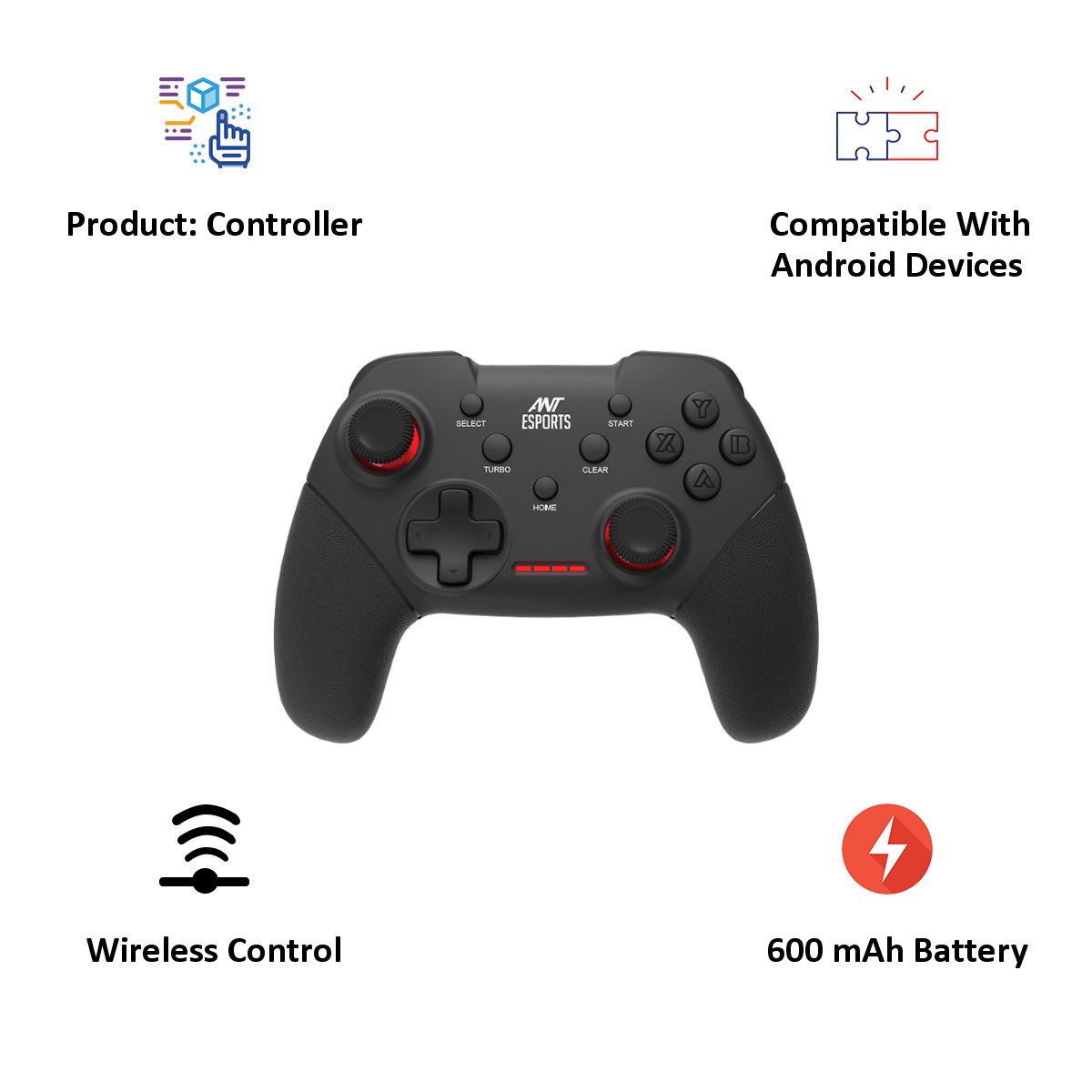 ANT ESPORTS Wireless Controller for (GP300, Black) ANT ESPORTS Wireless Controller for (GP300, Black)_5