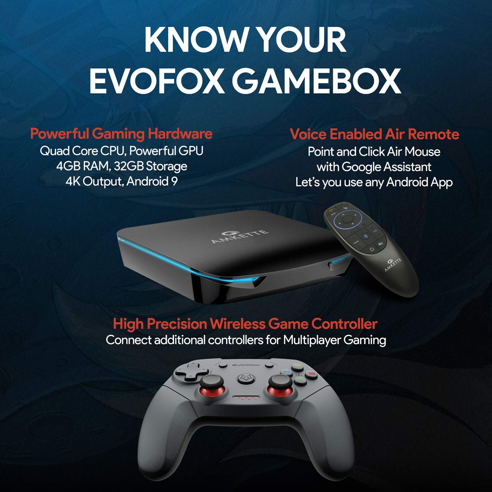 AMKETTE EvoFox 32GB SSD Gaming Console With Asphalt 8, Badland, Beach Buggy Racing, Bomb Hunters, BombSquad, Brick Breaker Pro, Commute, CrossyRoad (Grey)_3