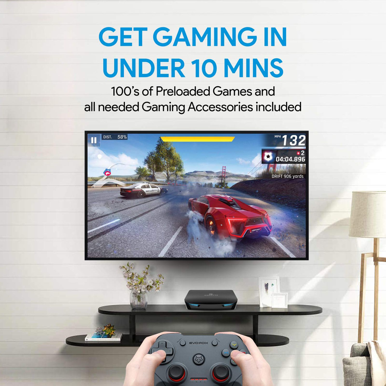 AMKETTE EvoFox 32GB SSD Gaming Console With Asphalt 8, Badland, Beach Buggy Racing, Bomb Hunters, BombSquad, Brick Breaker Pro, Commute, CrossyRoad (Grey)_7
