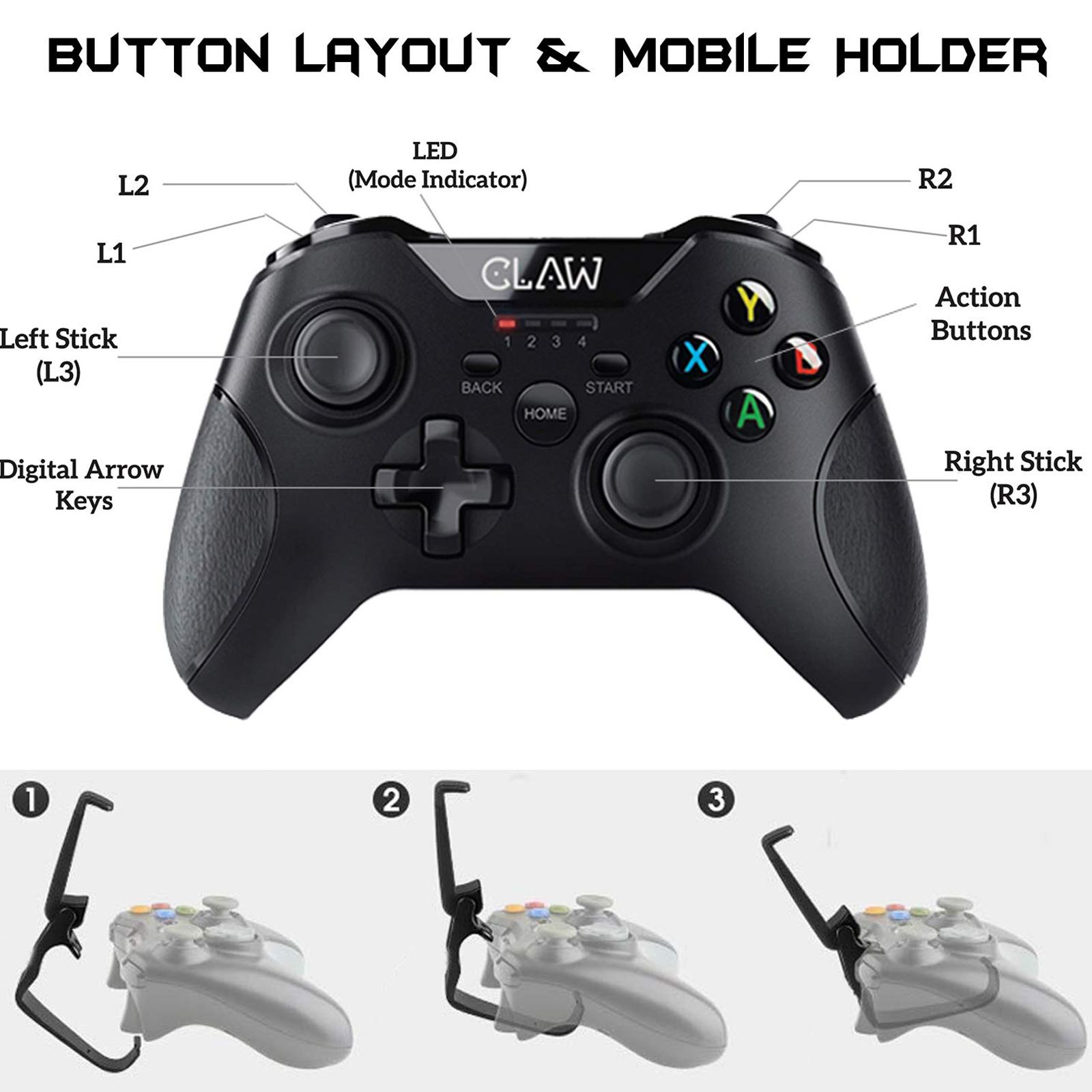 Claw Shoot Mobile Wireless Controller for Windows PC and Laptop (Rubberized Textured Grip, Black) Claw Shoot Mobile Wireless Controller for Windows PC and Laptop (Rubberized Textured Grip, Black)_3