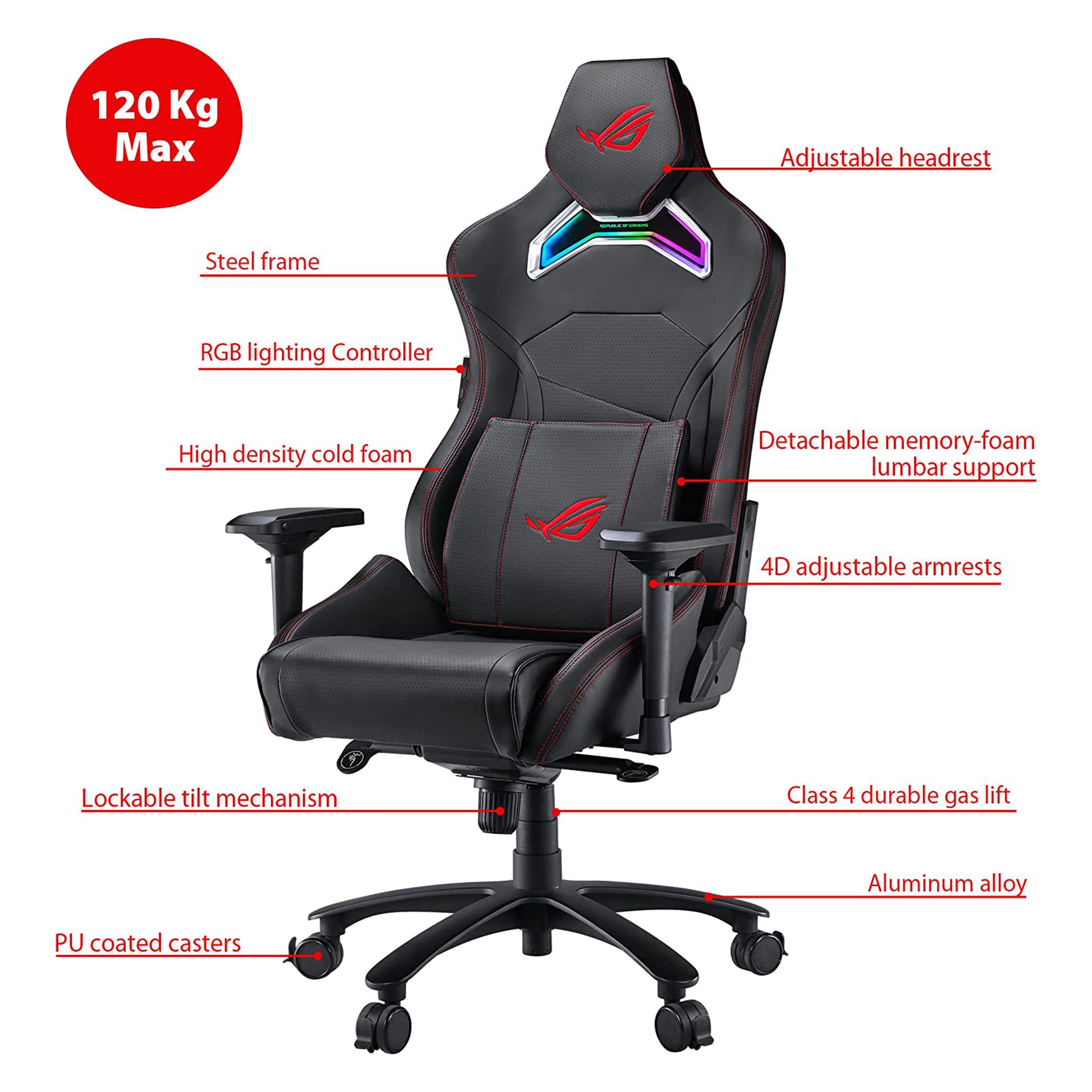 ASUS ROG Chariot Core Gaming Chair (AURA RGB, SL300, Black) ASUS ROG Chariot Core Gaming Chair (AURA RGB, SL300, Black)_11