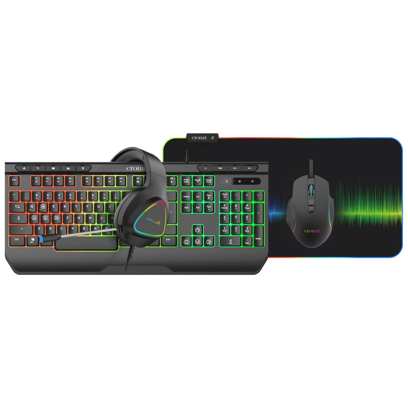 Croma Wired 4-IN-1 Gaming Combo (7200 DPI Adjustable, Black) Croma Wired 4-IN-1 Gaming Combo (7200 DPI Adjustable, Black)_1