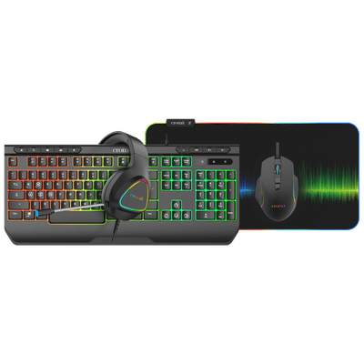 Croma Wired 4-IN-1 Gaming Combo (7200 DPI Adjustable, Black)